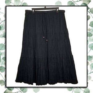 NWOT * Vintage White Stag Boho/Peasant Black Broomstick Midi Skirt - Size L